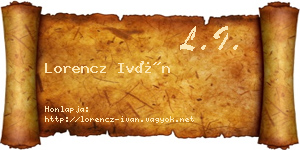 Lorencz Iván névjegykártya